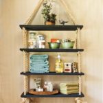 DIY crafts kitchen shelf on the ropes