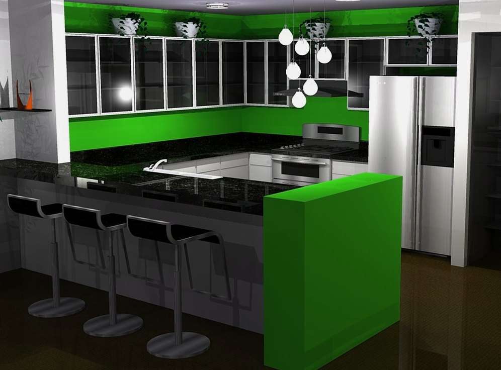 moderna zaļa virtuve
