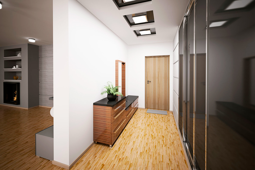thiết kế hiện đại của hành lang hẹp