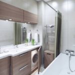 Modern ontwerp van een smalle hi-tech badkamer