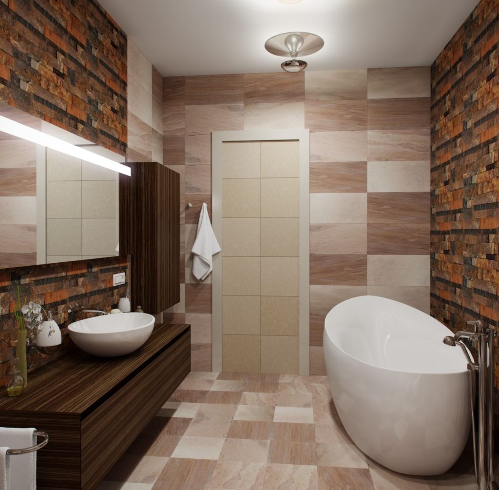 Eigentijdse design badkamer betegelde vloer