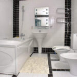Moderna dizaina vannas istabas baltas un melnas flīzes
