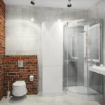 Moderný dizajn kúpeľne v podkroví