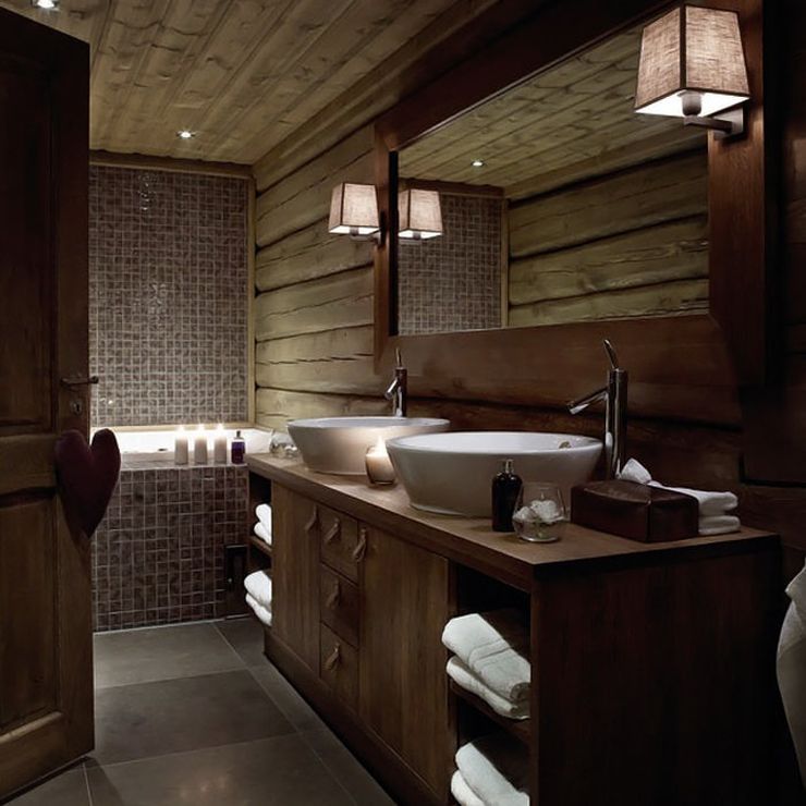 moderný kúpeľňa dizajn z masívneho dreva