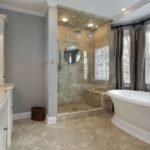 Modern design of the classic style bathroom with shower