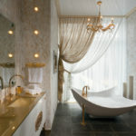 Hedendaagse Art Nouveau-badkamer met betegelde vloer
