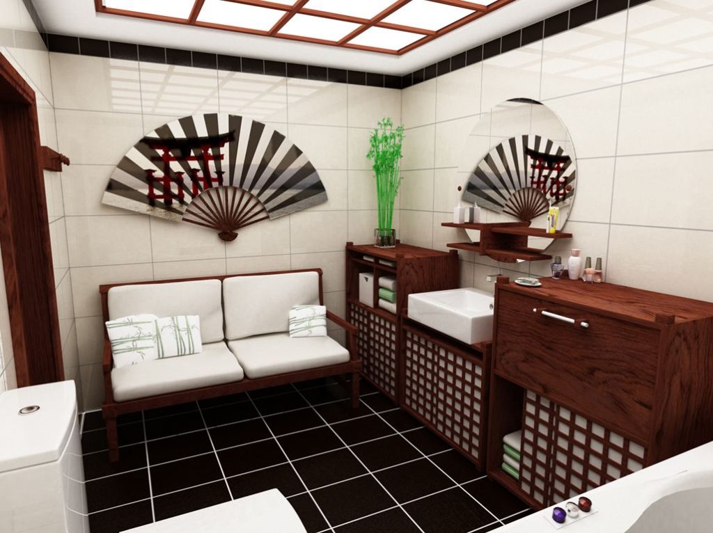 moderns japāņu stila vannas istabas dizains