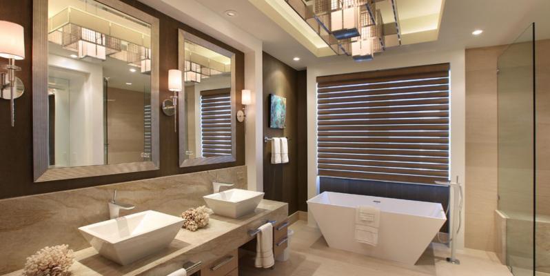 Moderna dizaina vannas istabas stila izvēle