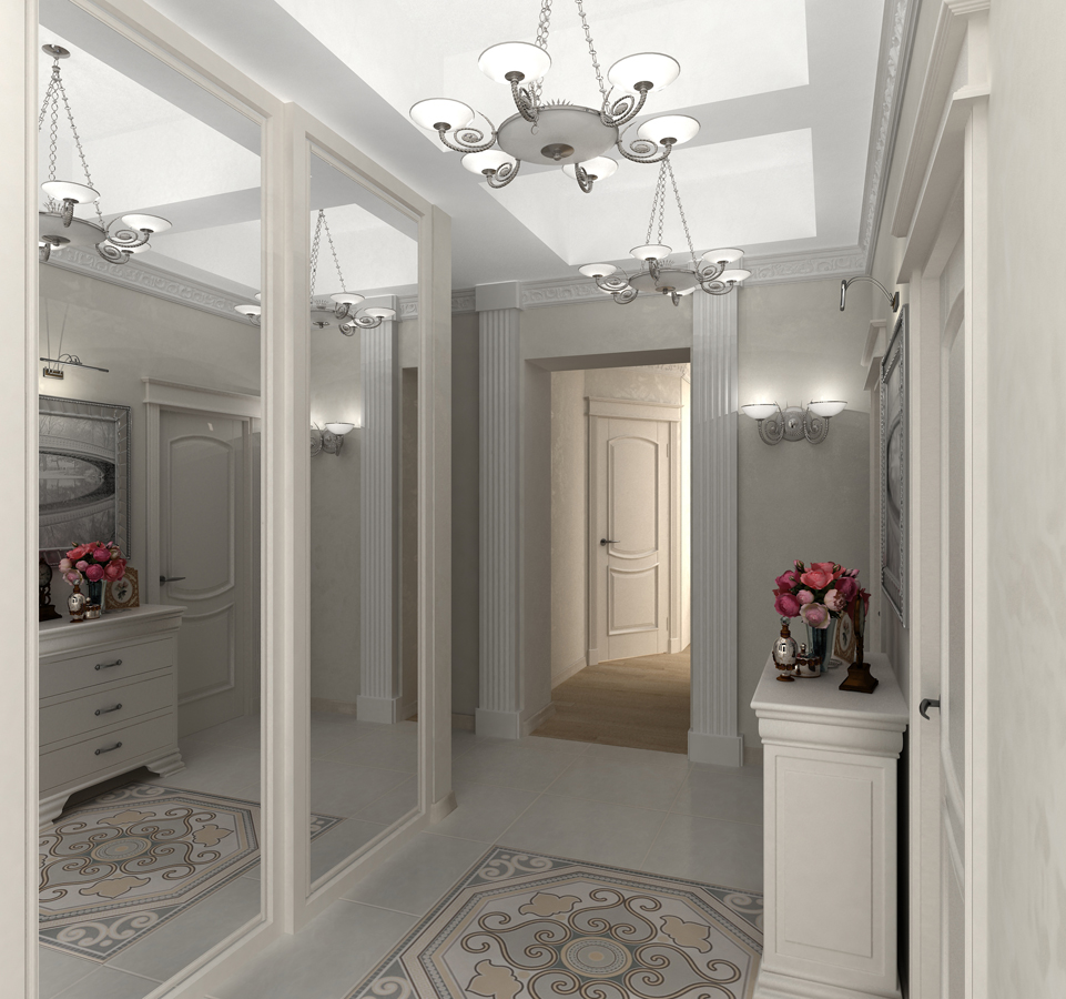 narrow corridor design with mirrors