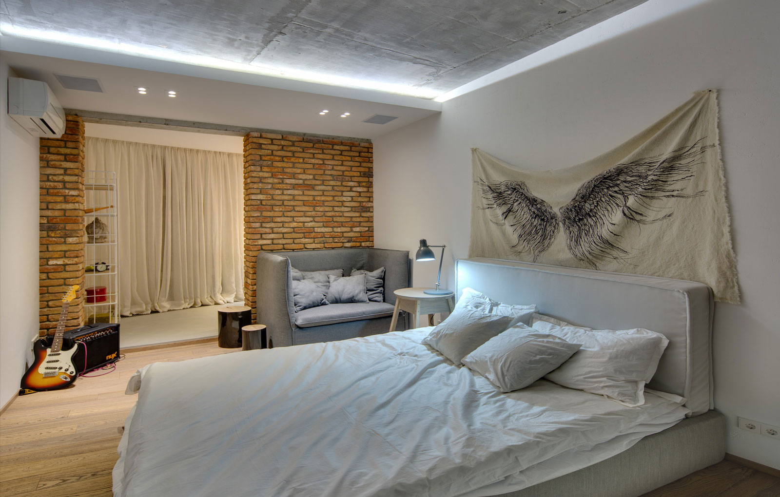 stylish bedroom design with balcony