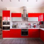 high-end design de bucătărie roșie