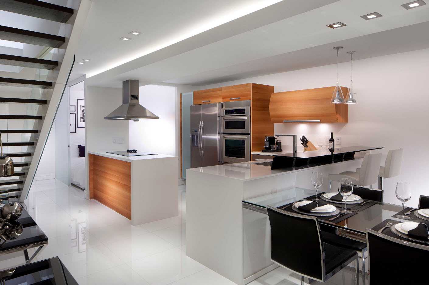 bucătărie modernă alb-negru