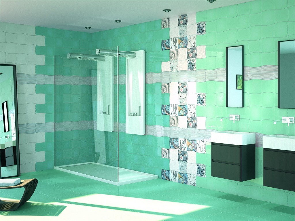 bright bathroom tile design
