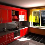 high-end bucătărie design tonuri de roșu
