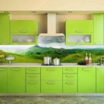 zaļas virtuves foto interjers