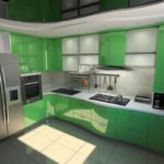 foto dalaman dapur hijau
