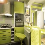 zaļās virtuves ideju interjers