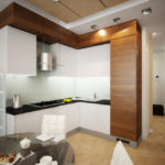 хол дизайн кухня 15 кв. м интериорна снимка