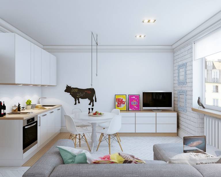 Cozinha estilo escandinavo sala de estar