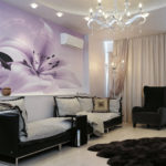 Wall mural in the living room in the interior