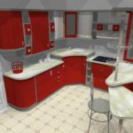 varian reka bentuk yang terang dari gambar dapur merah