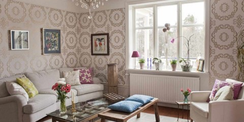 myšlienka krásneho dizajnu tapiet pre obrázok v obývacej izbe
