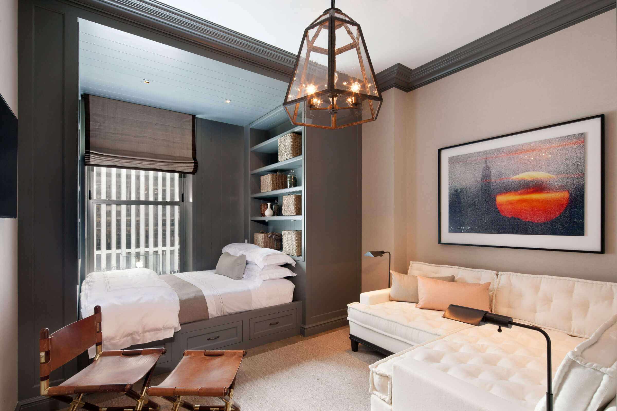 ideja svijetlog dizajna spavaće sobe od 15 m²