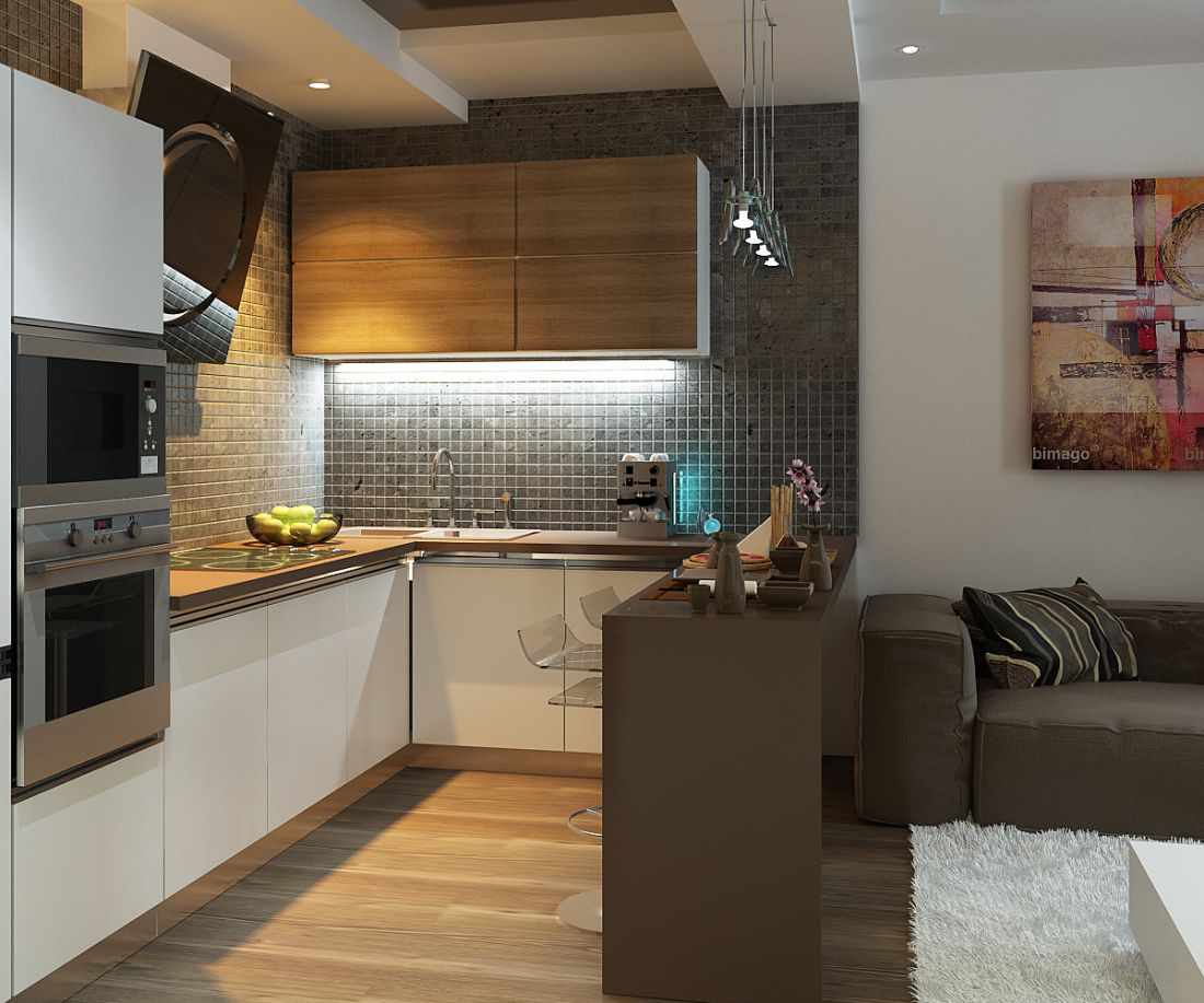 option for a bright interior kitchen 16 sq.m