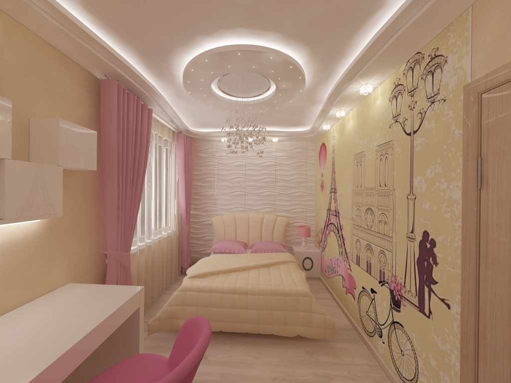an example of an unusual bedroom interior for a girl