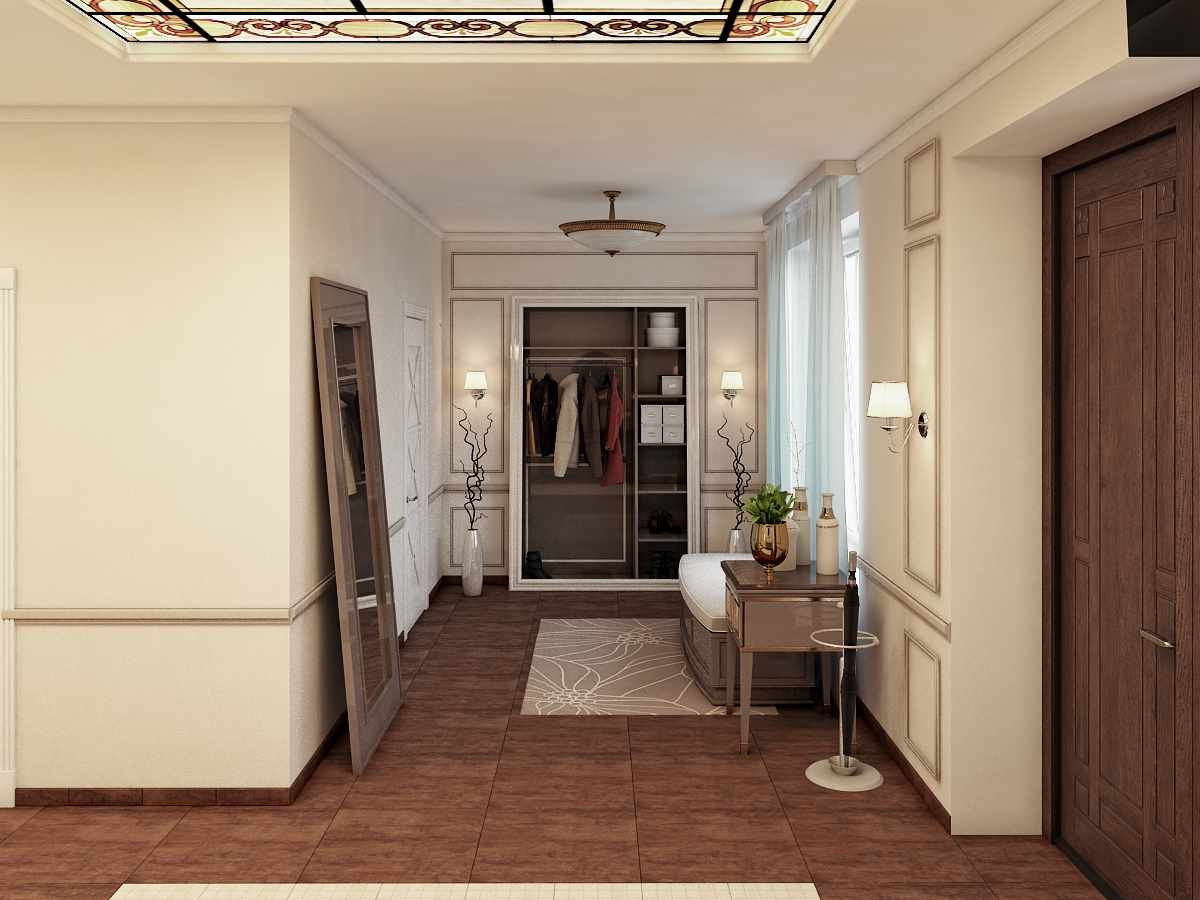 esempio di un arredamento luminoso del corridoio di una stanza in una casa privata