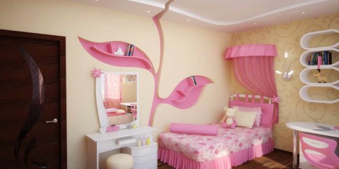 exemplu de dormitor neobișnuit interior pentru o fotografie de fată
