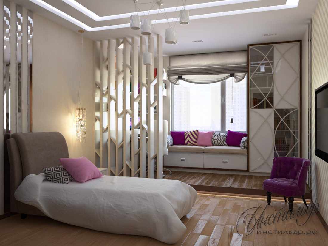 idea of ​​a bright bedroom style for a girl