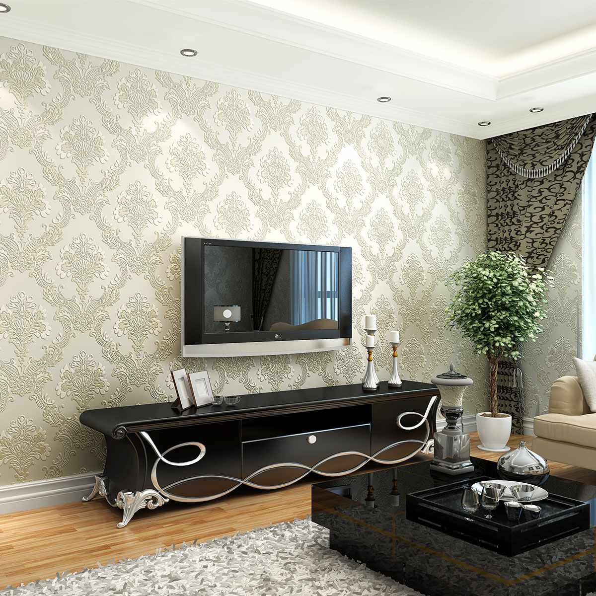 opção para uma decoração brilhante de papel de parede para a sala de estar