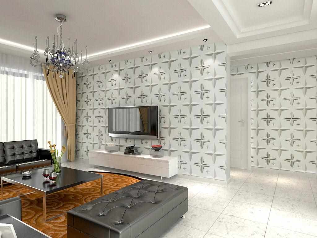 the idea of ​​a light wallpaper design for the living room
