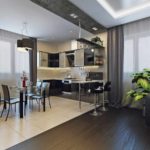variant of the unusual interior of the kitchen living room 16 sq. m picture