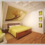 variant of a bright decor of a bedroom in the attic picture