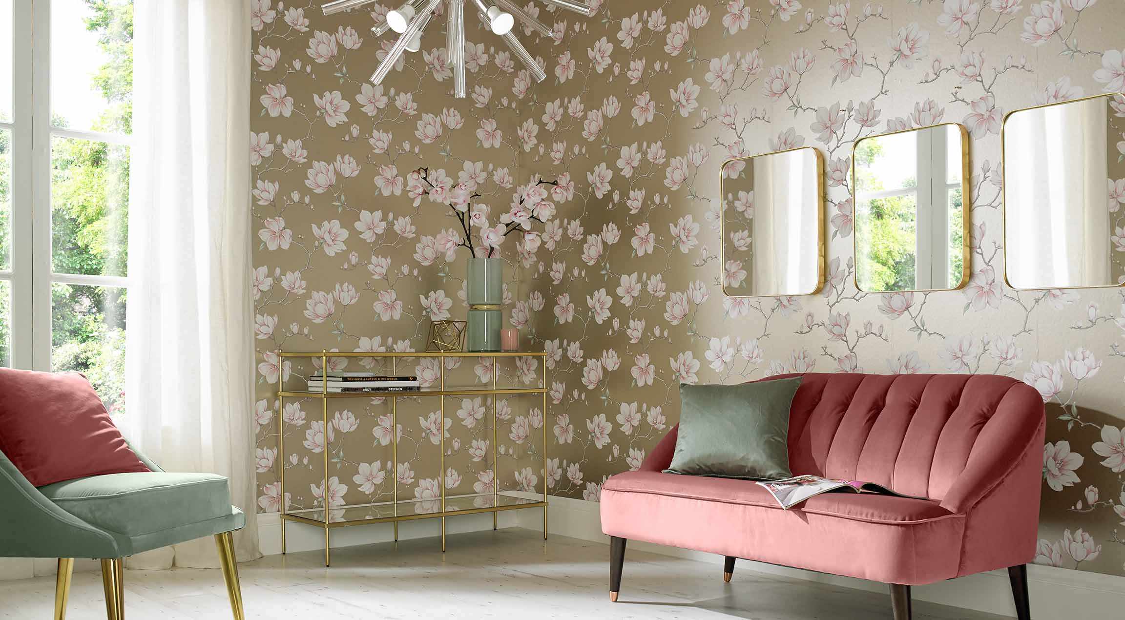 an example of a beautiful decor of wallpaper for the living room