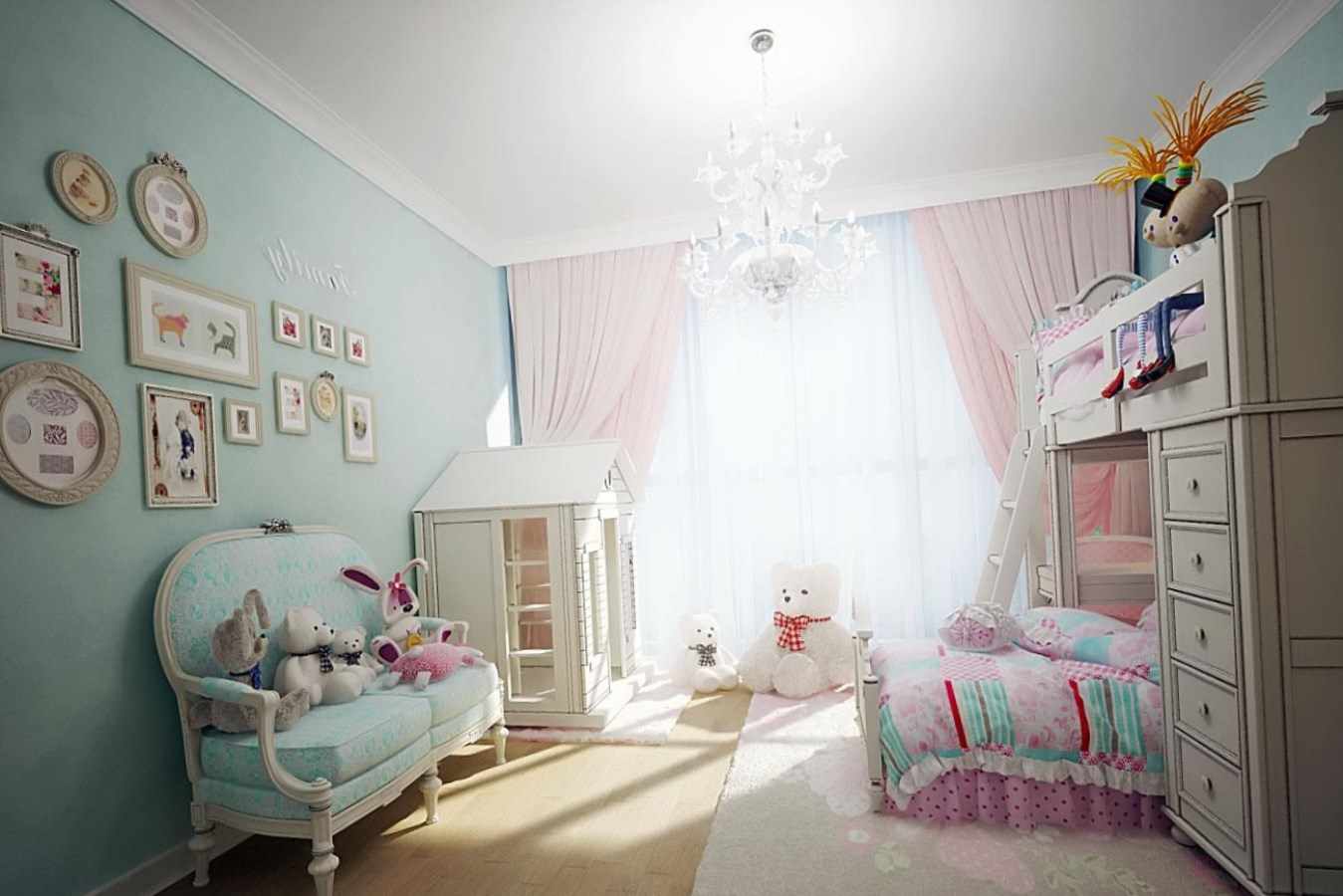 bir kız için bir yatak odası güzel bir tasarım fikri