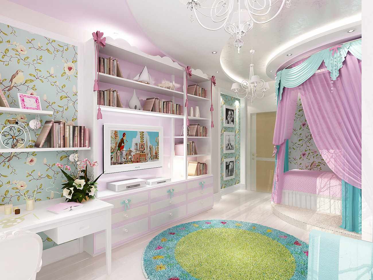 idea of ​​a bright style for a bedroom for a girl