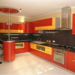 version af det usædvanlige interiør i det røde køkkenfoto