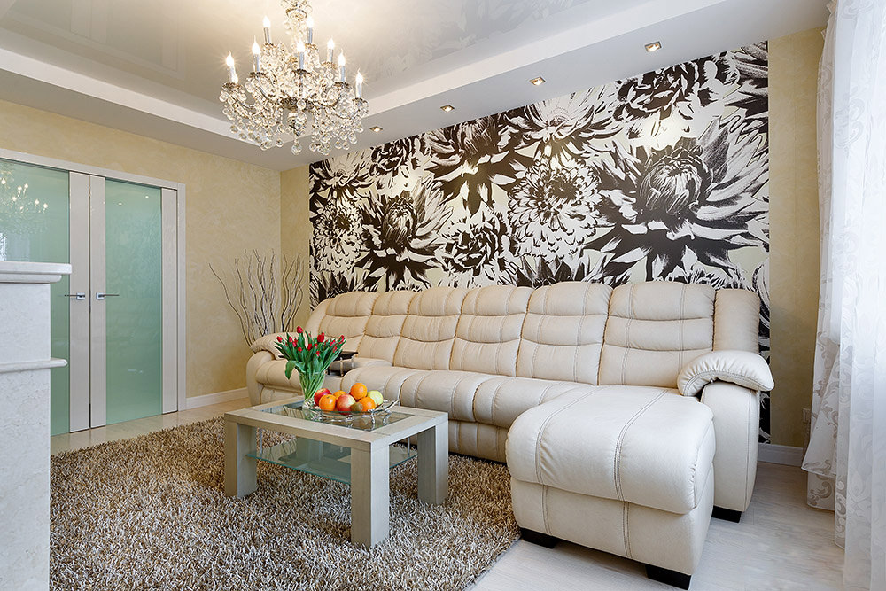 wallpaper in the interior of the living room design