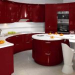 idé om et lyst interiør rødt køkkenfoto