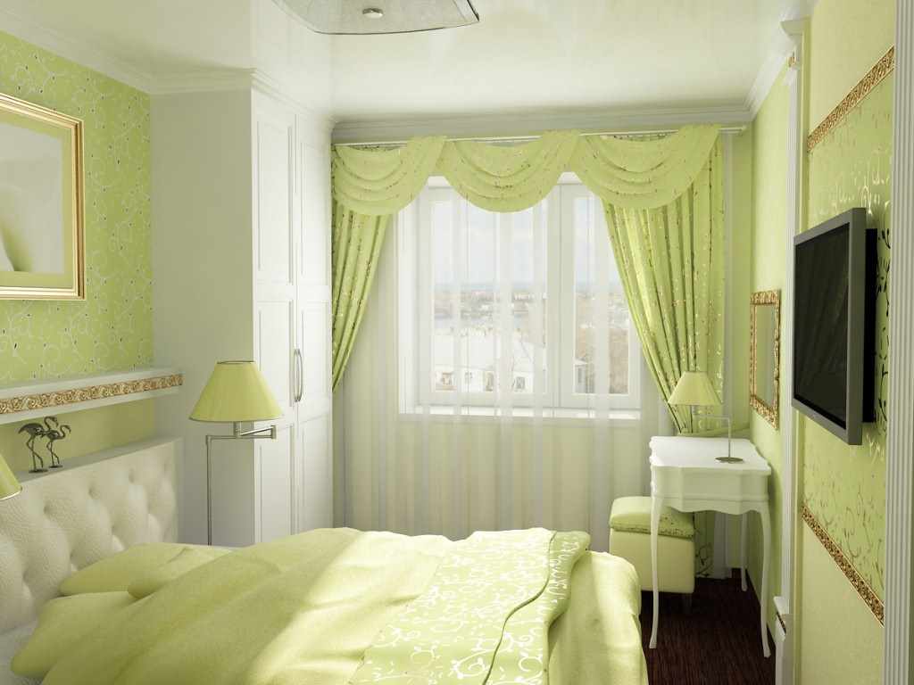 the idea of ​​a beautiful bedroom interior in Khrushchev