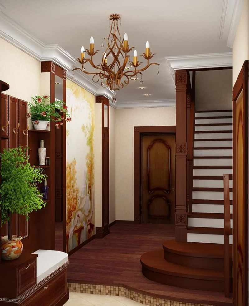 вариант на светлия дизайн на коридора в частна къща