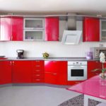 nápad neobvyklého dizajnu červenej kuchyne fotografie