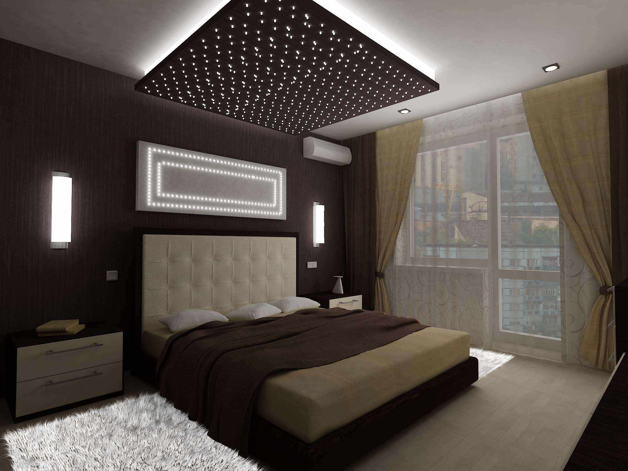 ideea unui design neobișnuit al unui dormitor de 15 mp