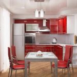 опция светъл стил червена кухня снимка