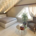 the idea of ​​a bright design in the attic bedroom picture