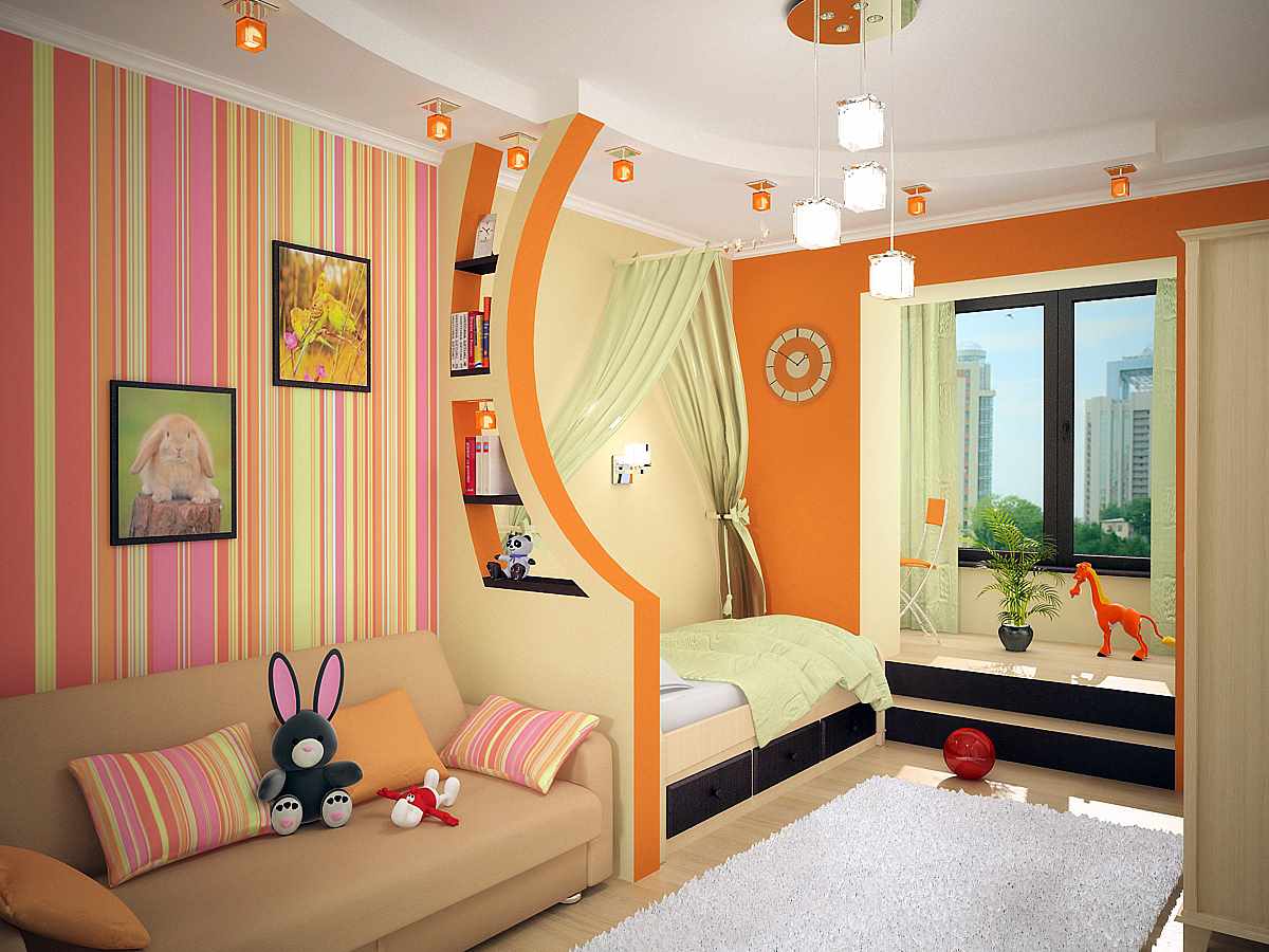 the idea of ​​a bright design of a children's room