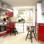 idéia de uma bela cozinha interior vermelha
